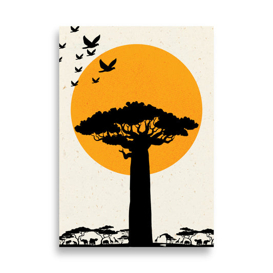 Roots of Resilience: The Baobab Tree Wall Art (70 x 100 cm)